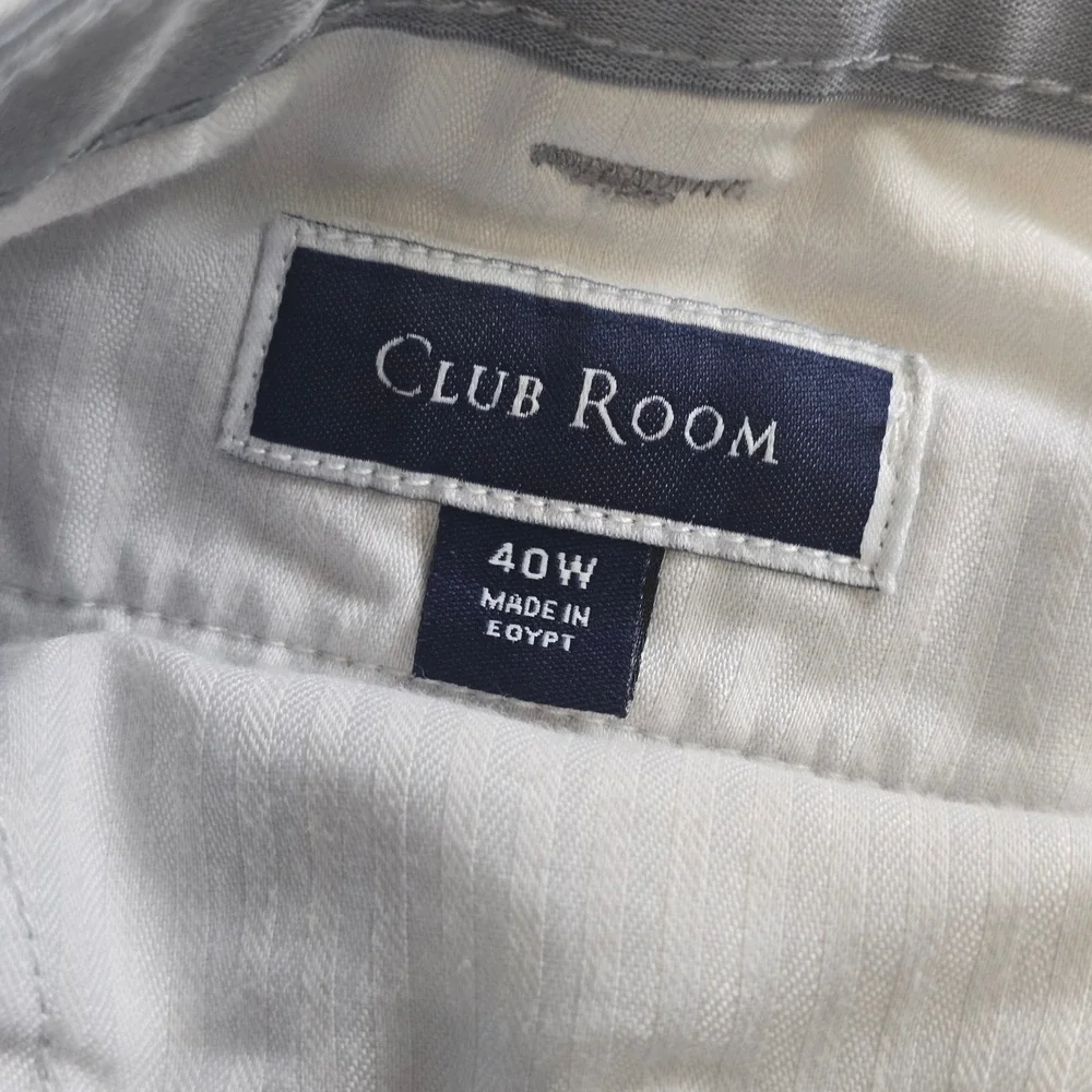 Club Room Chino Shorts Mens 40 Gray Stretch Cotton Flat Front Casual Summer